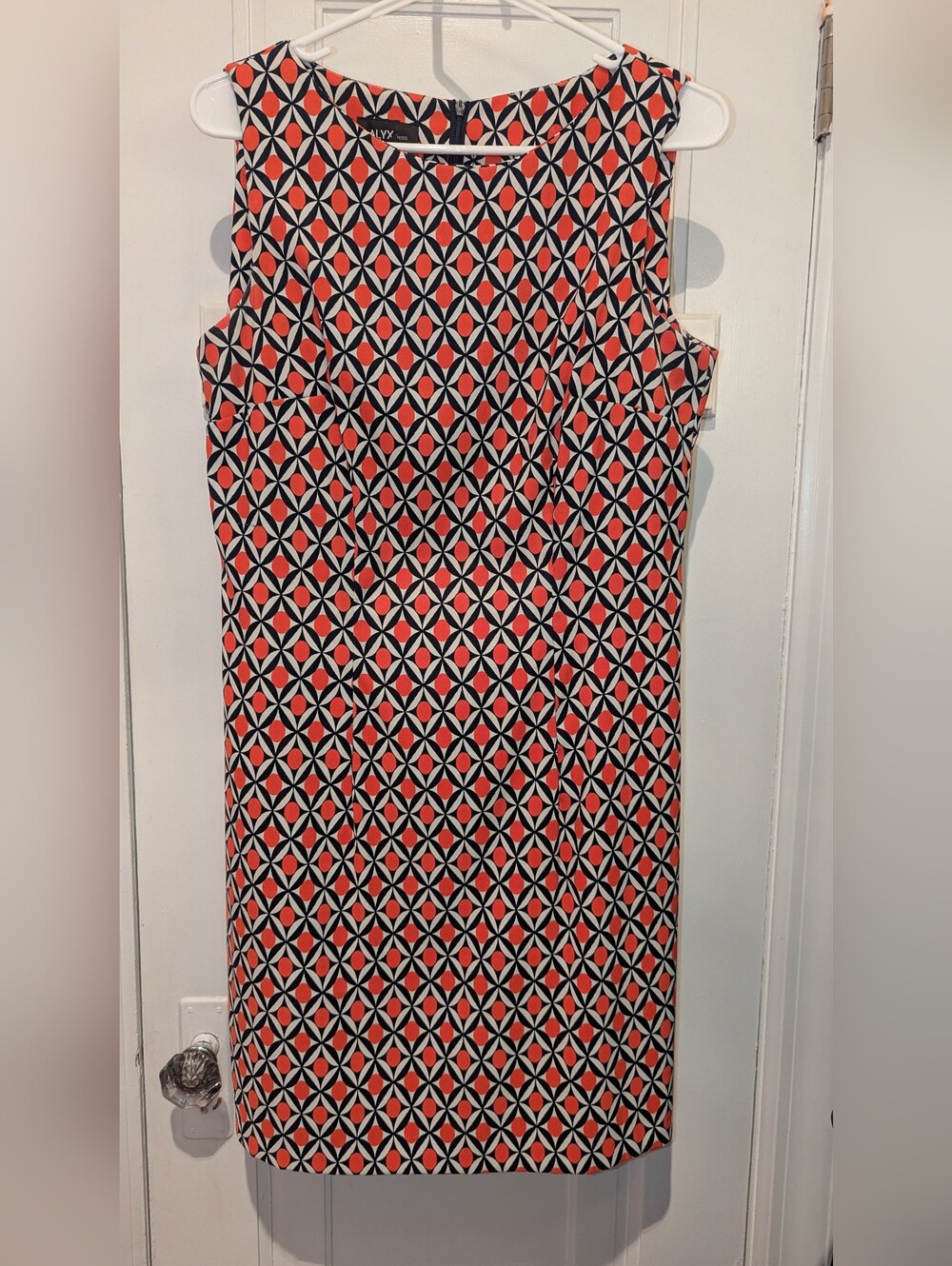 Alyx Orange, Navy & White Geometric Midi Dress (UofI)